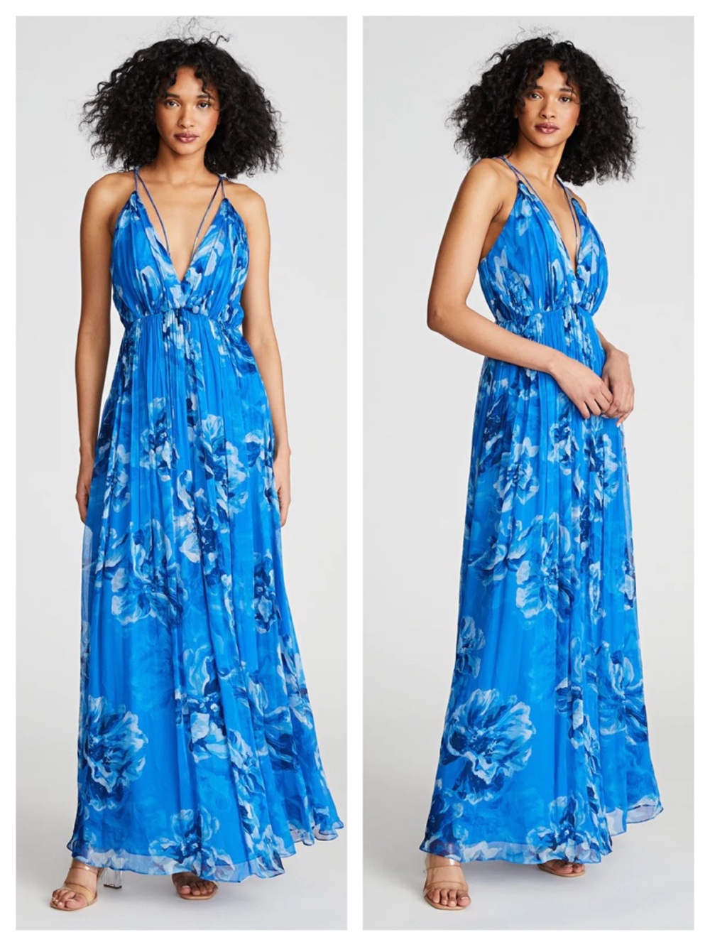 HALSTON Mindy Gown In Floral Printed Chiffon - Picture 3 of 6